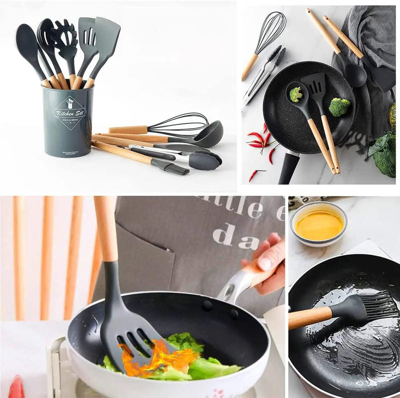 Kit 12 Peças Utensílios de Cozinha em Silicone