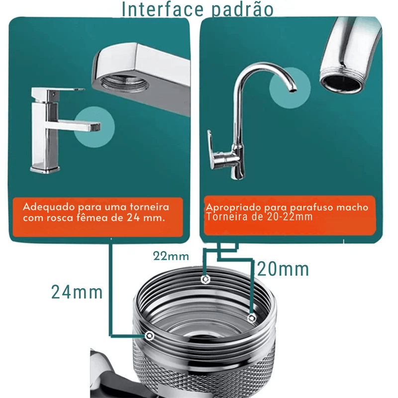 Torneira Multifuncional Giratória 1080º