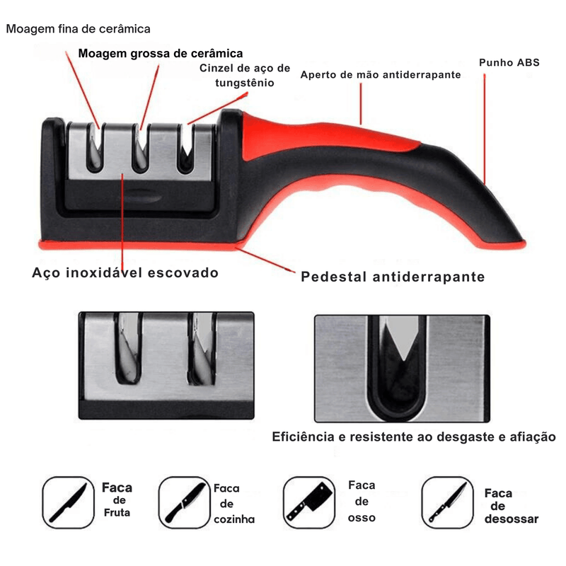 Afiador de Facas 3 em 1